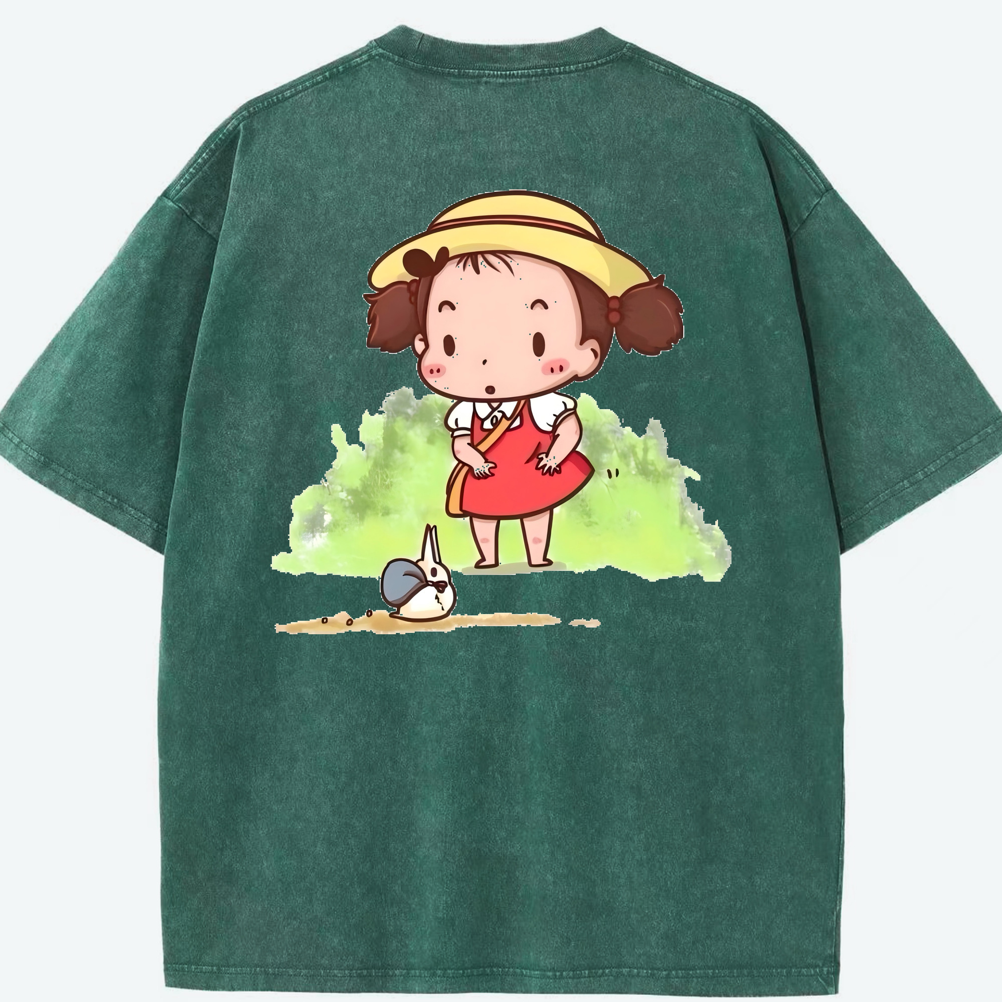 （画像用） となりのトトロ 草壁メイ 草壁サツキ My Neighbor Totoro Satsuki Kusakabe Mei Kusakabe 綿100% ヴィンテージ風 半袖Tシャツ（背面プリント）